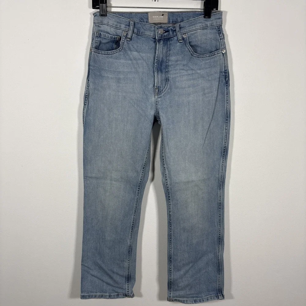 Everlane Cheeky Bootcut Denim Jean Stretch Light Wash Sunbleached Blue 27 Crop